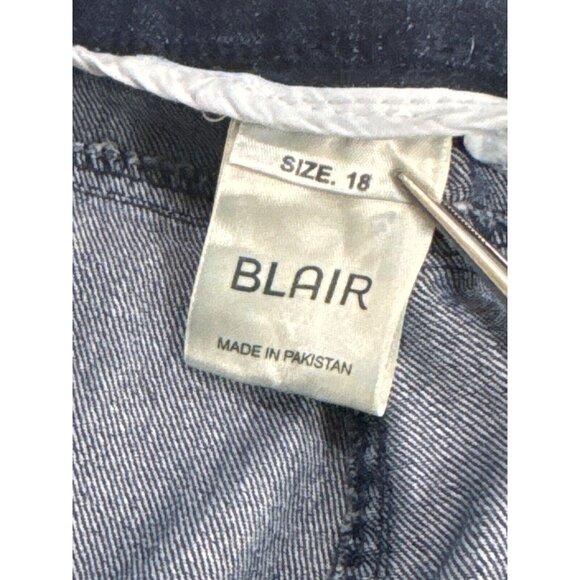 Blair Womens Pull On Tapered Leg Jeans Size 18 Elastic Waist Blue Denim Stretch - Picture 4 of 9